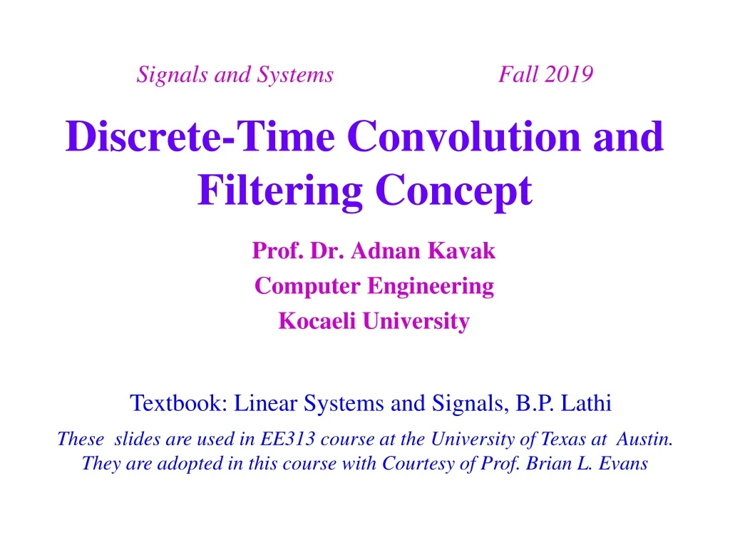 discrete time convolution and filtering concept