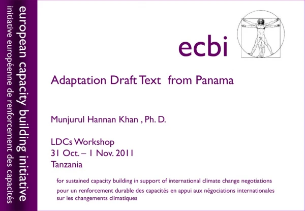 Adaptation Draft Text  from Panama Munjurul Hannan Khan , Ph. D.   LDCs Workshop
