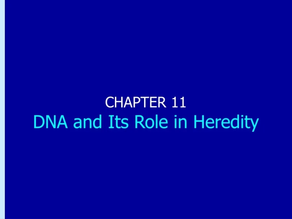 CHAPTER 11 DNA and Its Role in Heredity