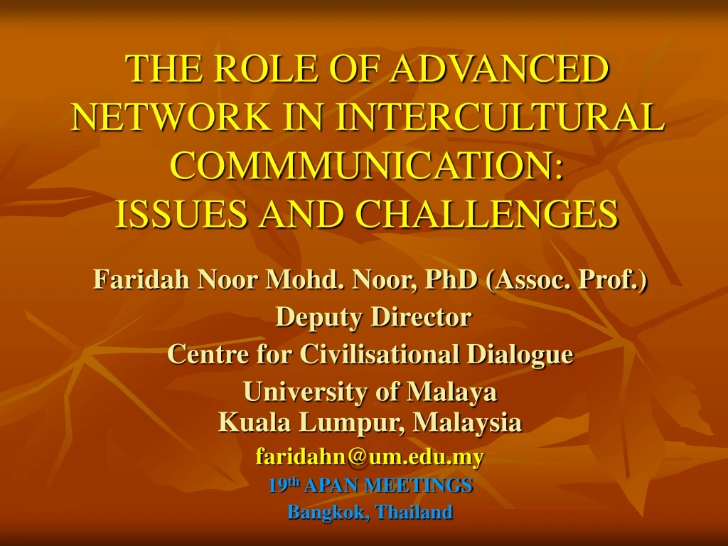 the role of advanced network in intercultural commmunication issues and challenges