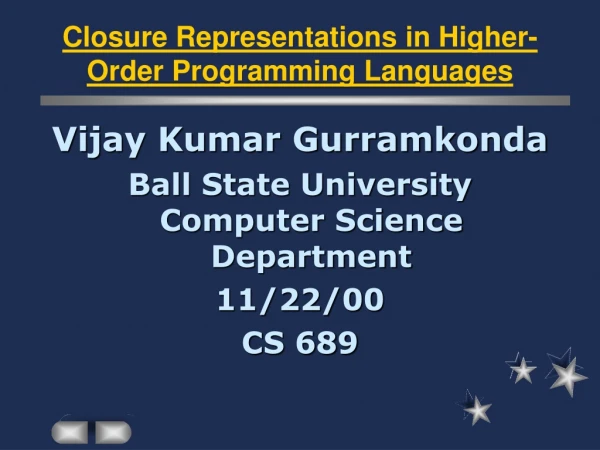 Closure Representations in Higher-Order Programming Languages