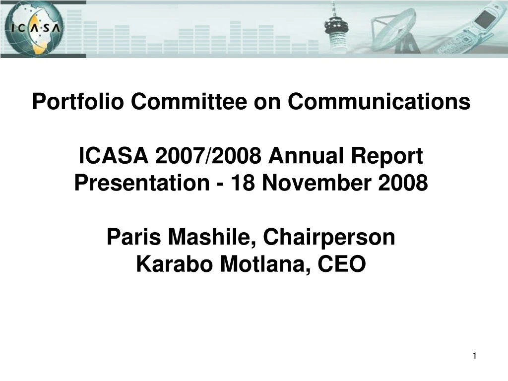 portfolio committee on communications icasa 2007