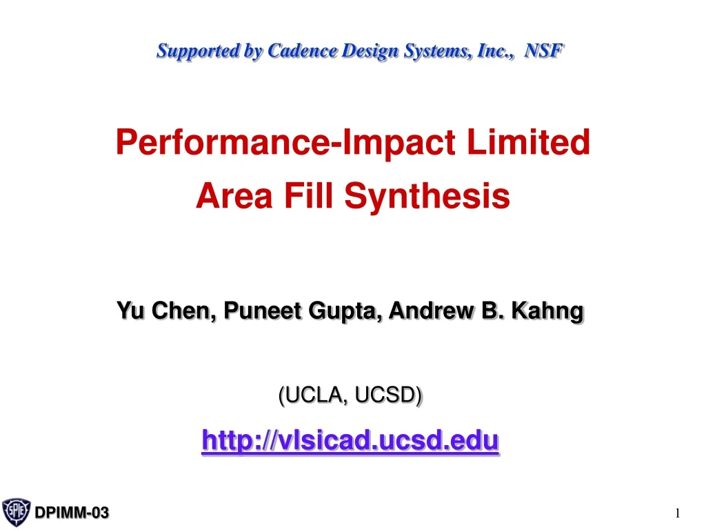 performance impact limited area fill synthesis