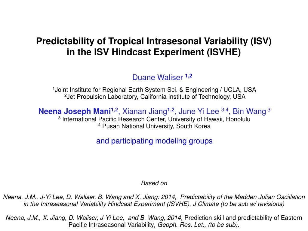 predictability of tropical intrasesonal