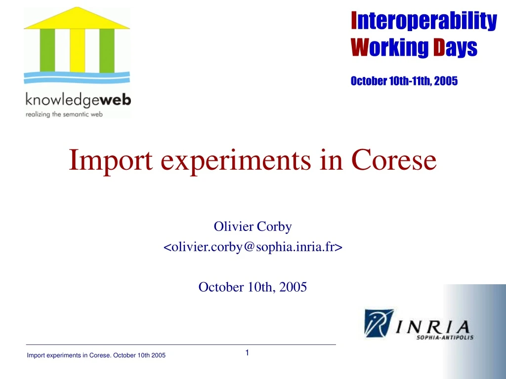 import experiments in corese