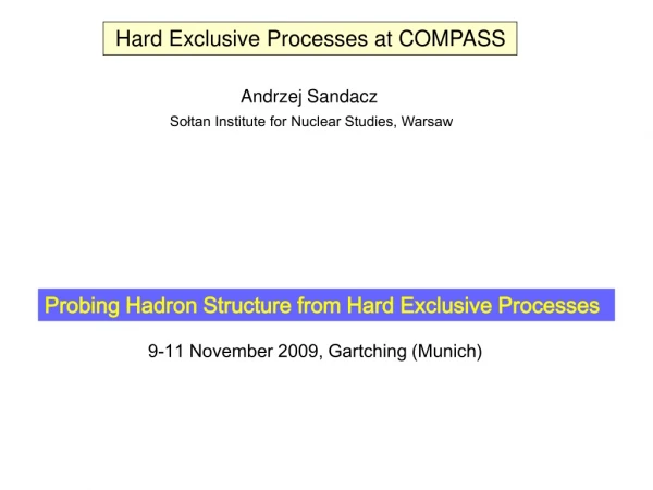 Hard Exclusive Processes at COMPASS
