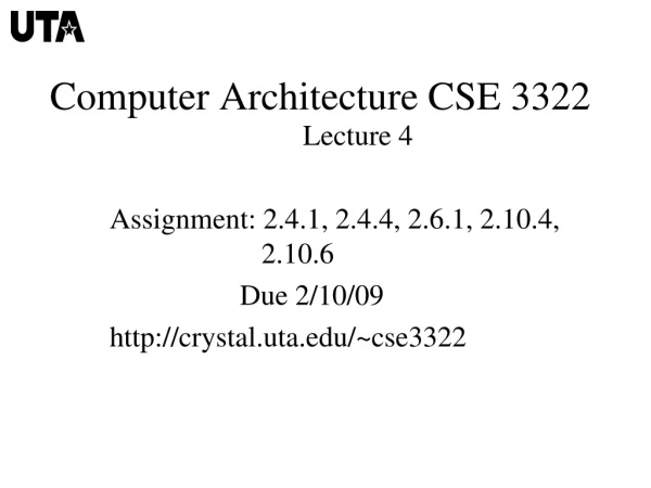 Computer Architecture CSE 3322