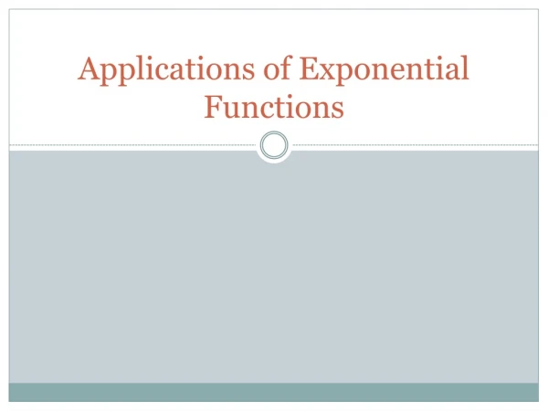 Applications of Exponential Functions