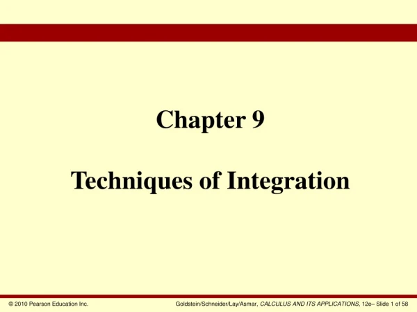 Chapter 9 Techniques of Integration