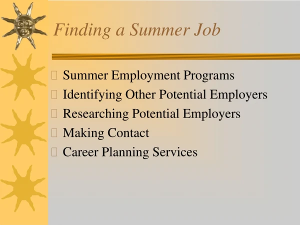 Finding a Summer Job