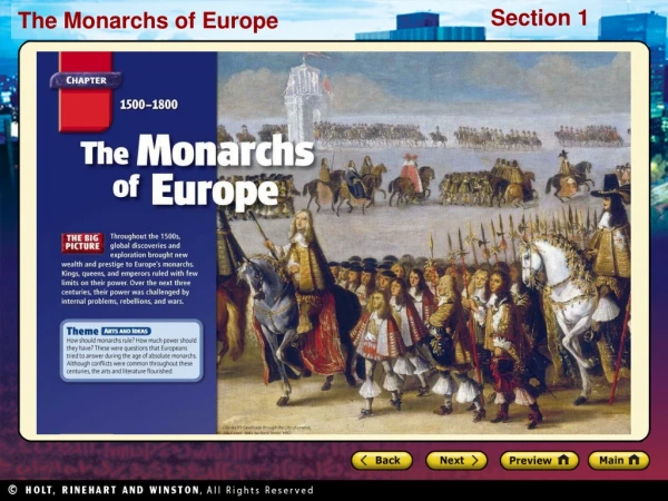 Preview Starting Points Map: Monarchs of Europe Main Idea / Reading Focus The King Becomes Emperor