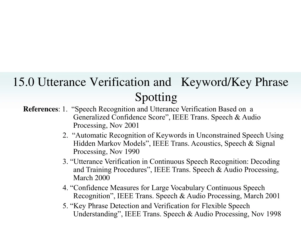 15 0 utterance verification and keyword