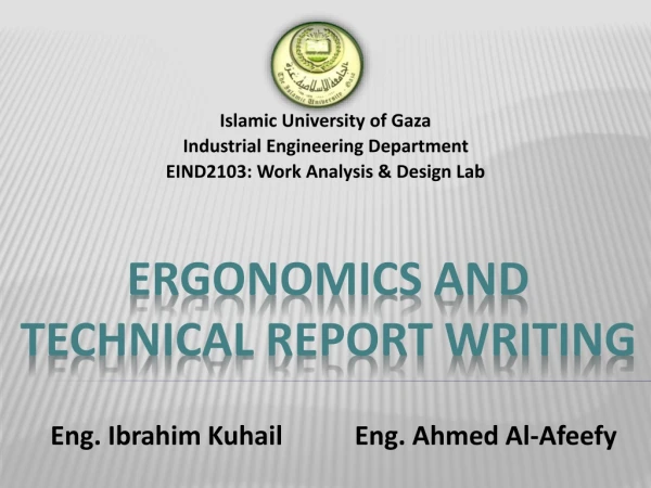 Ergonomics and  Technical Report Writing
