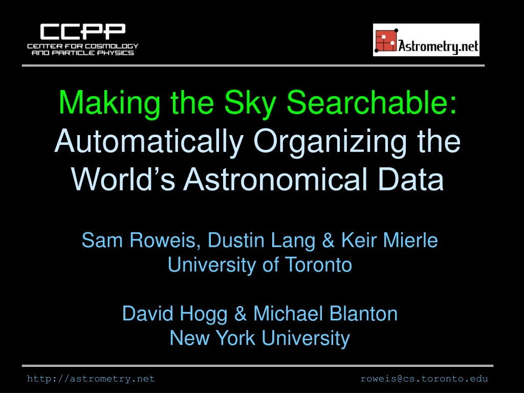 making the sky searchable automatically organizing the world s astronomical data