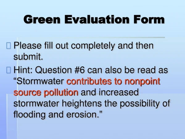 Green Evaluation Form