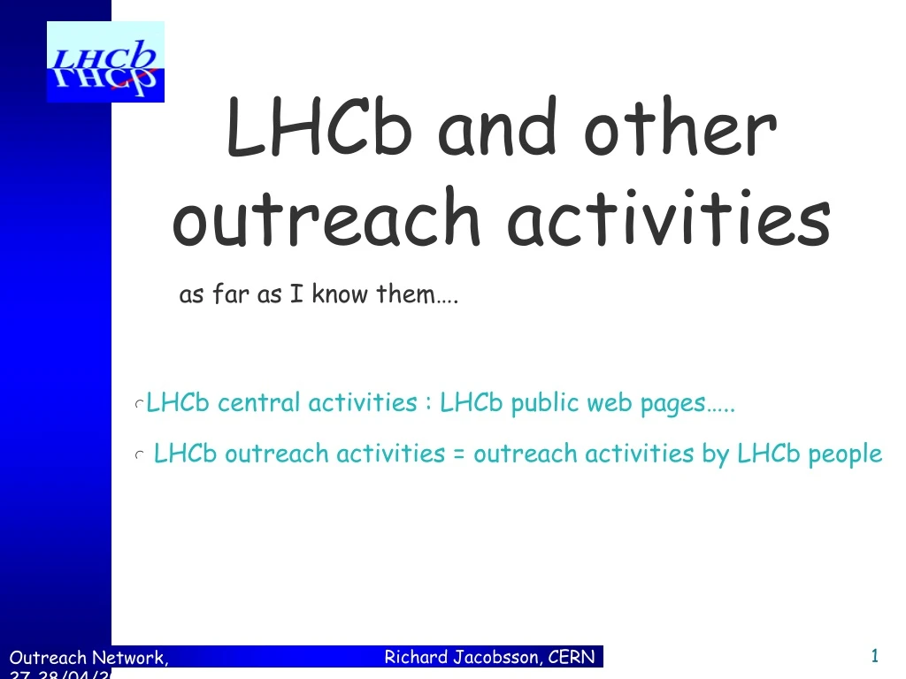 lhcb and other outreach activities