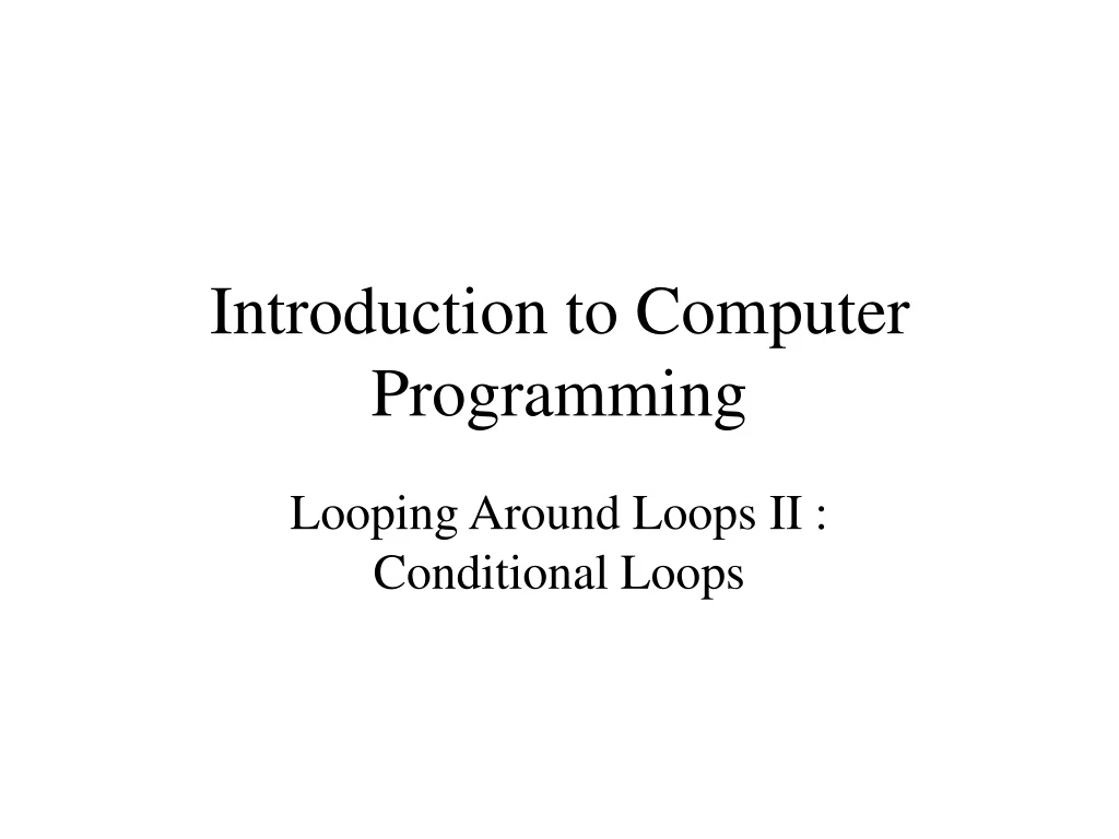 introduction to computer programming