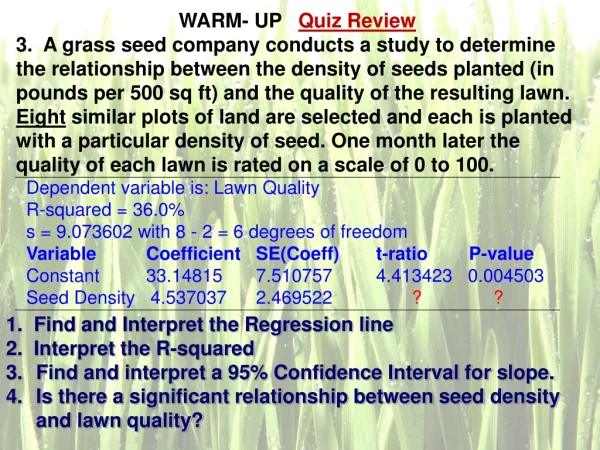 WARM- UP    Quiz Review