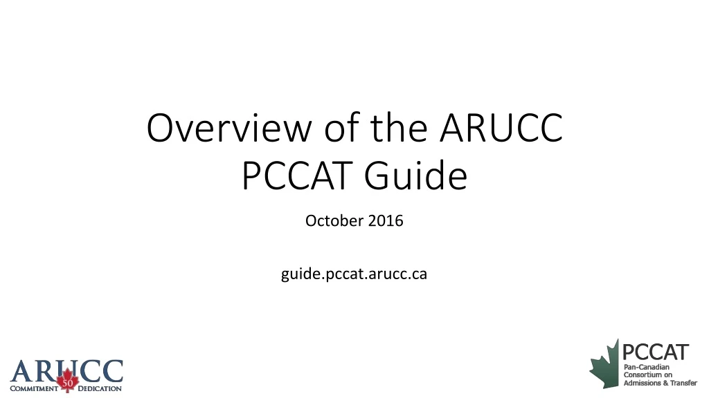 overview of the arucc pccat guide