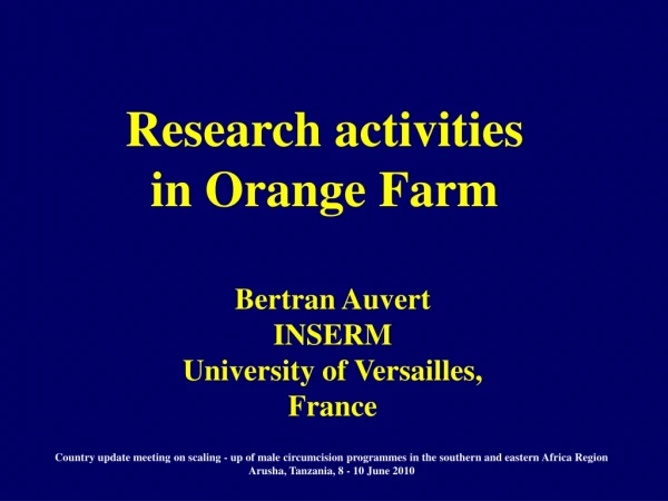 Research activities in Orange Farm