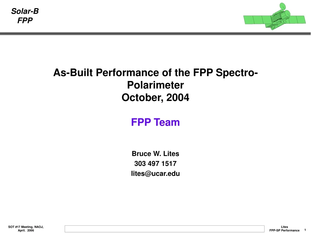 as built performance of the fpp spectro