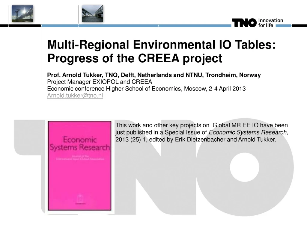 multi regional environmental io tables progress of the creea project