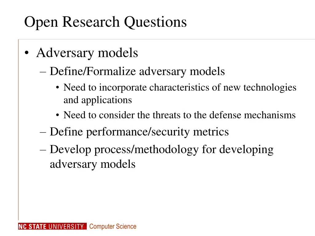 open research questions