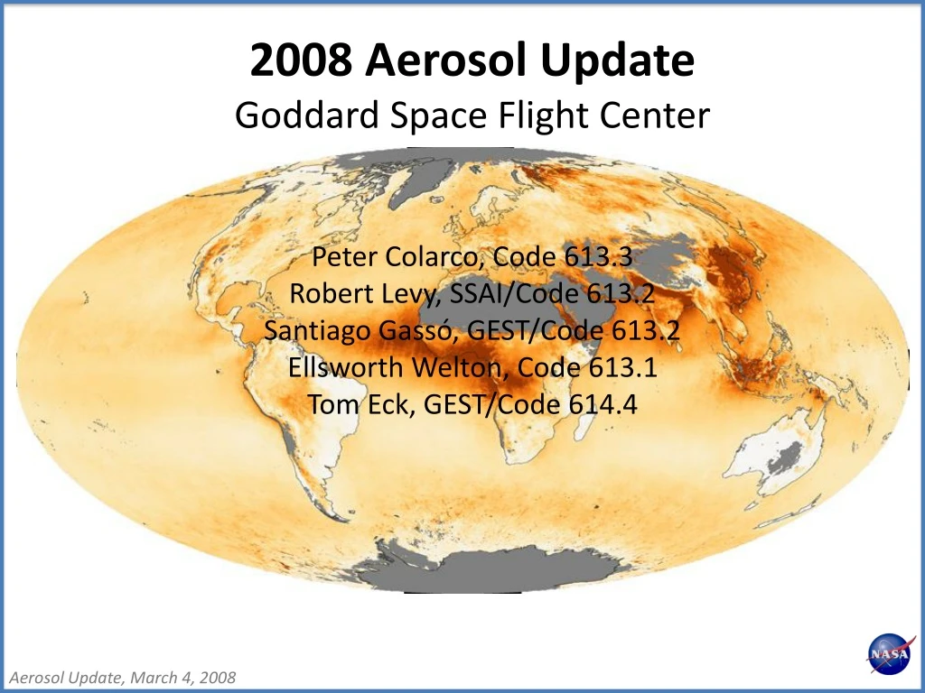 2008 aerosol update goddard space flight center