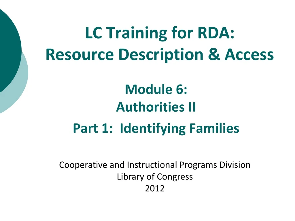 lc training for rda resource description access