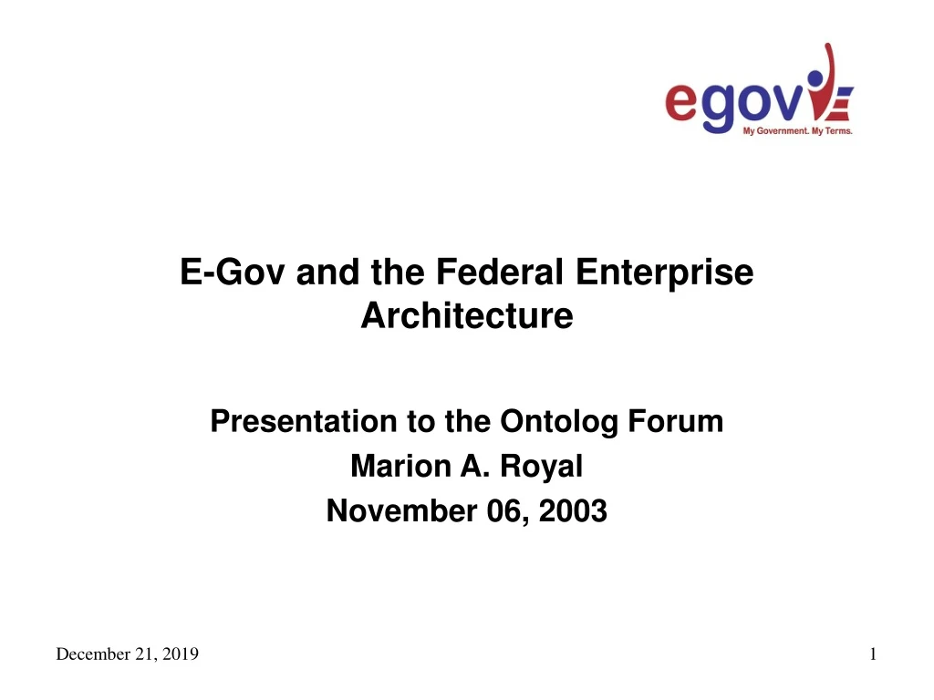 e gov and the federal enterprise architecture