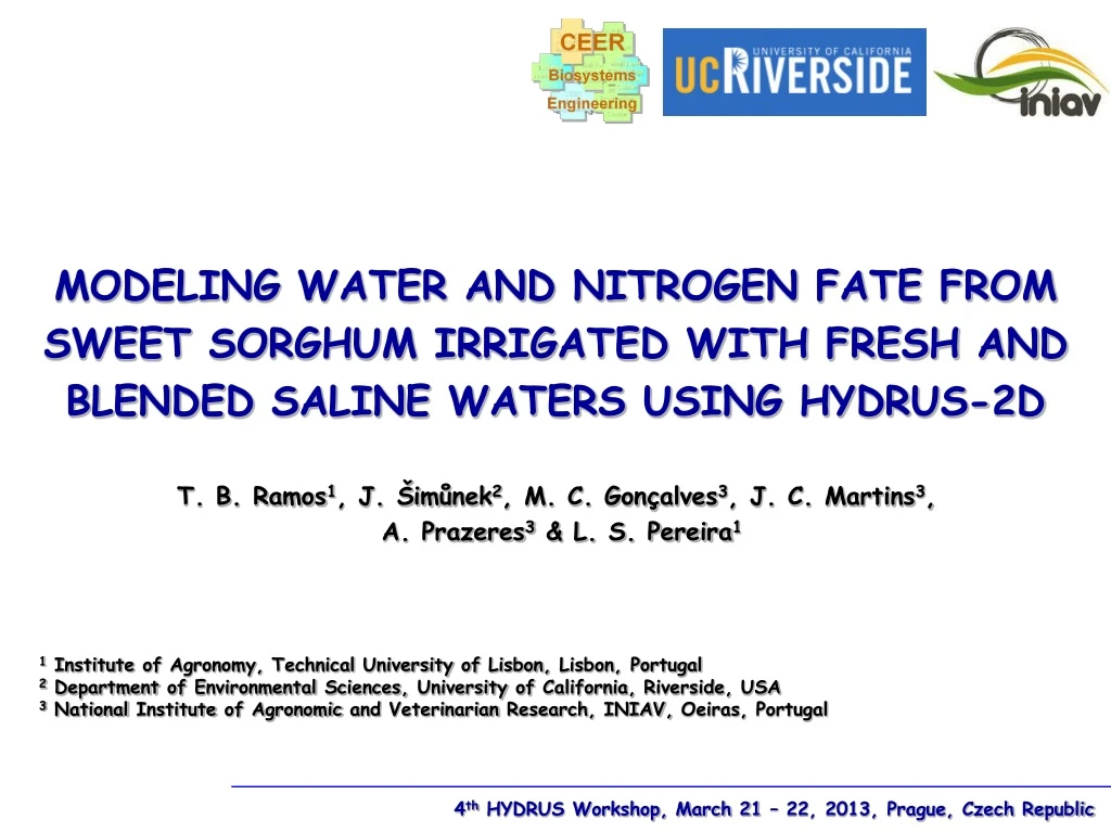 modeling water and nitrogen fate from sweet