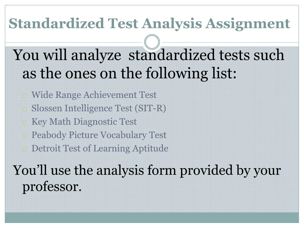 standardized test analysis assignment