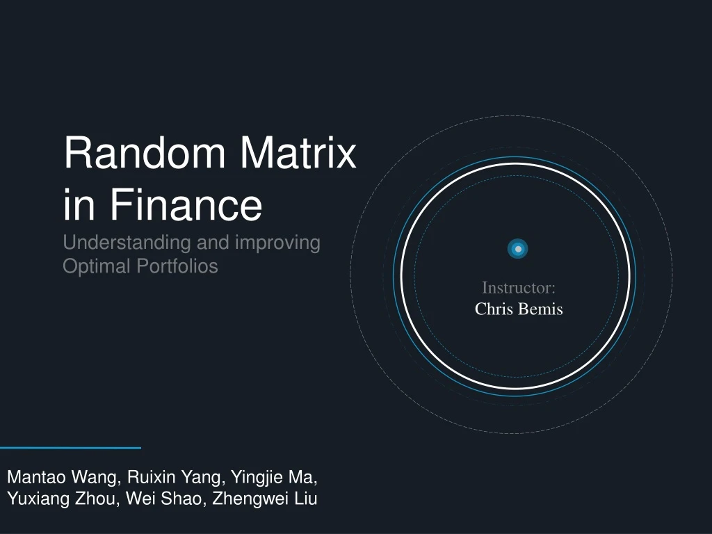 random matrix in finance understanding