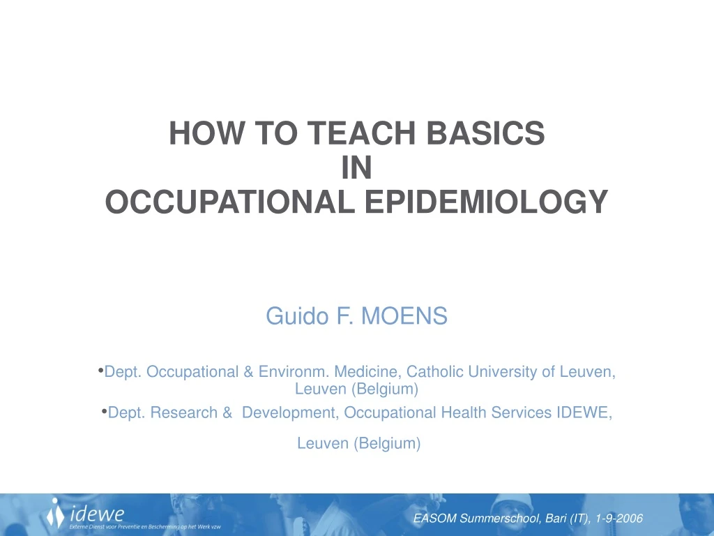 how to teach basics in occupational epidemiology
