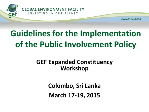 Guidelines for the Implementation  of the Public Involvement Policy