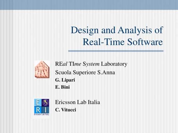 Design and Analysis of  Real-Time Software