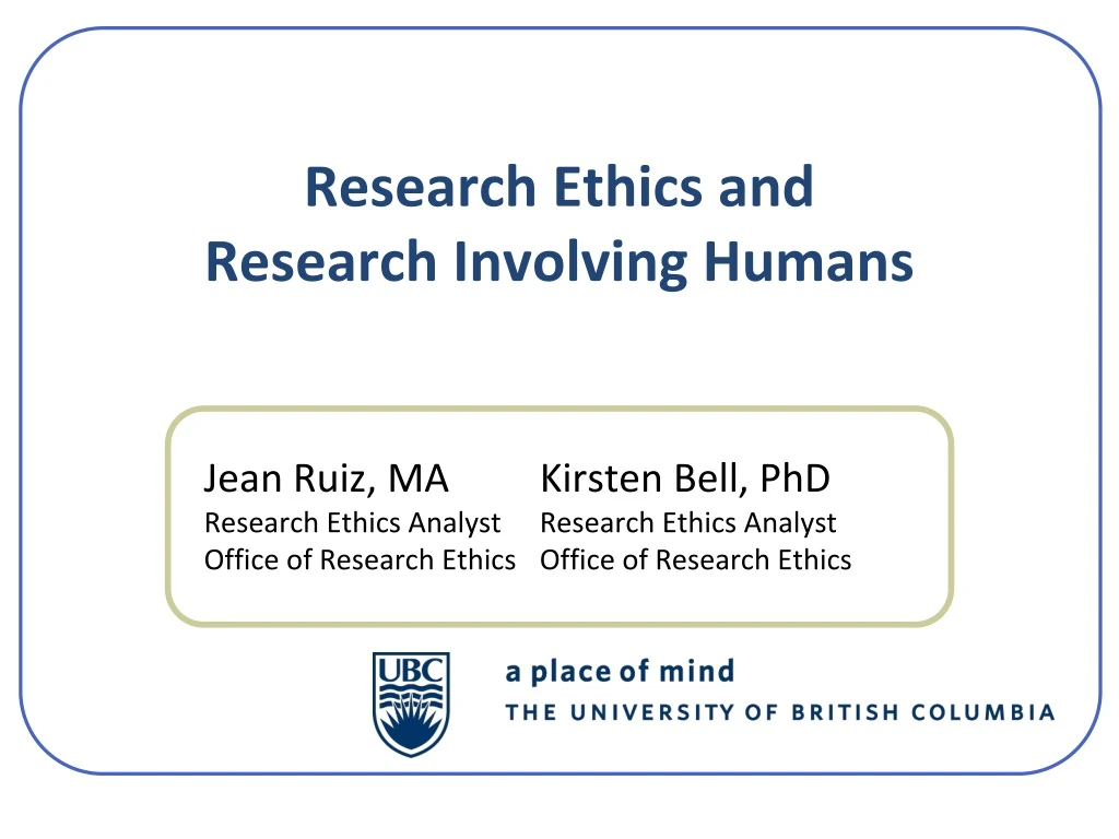 research ethics and research involving humans