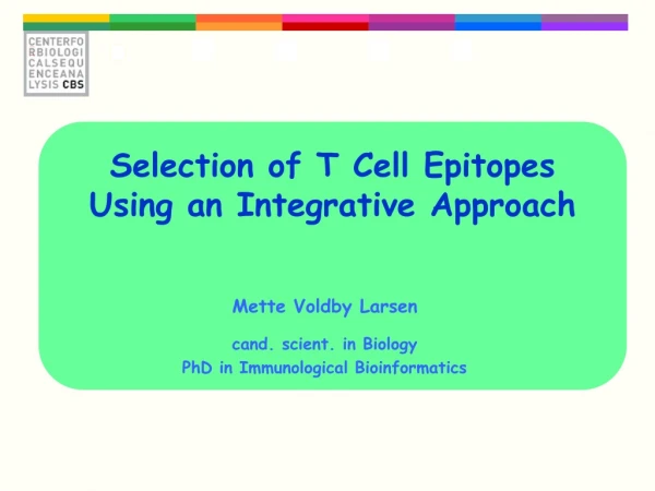 Selection of T Cell Epitopes Using an Integrative Approach
