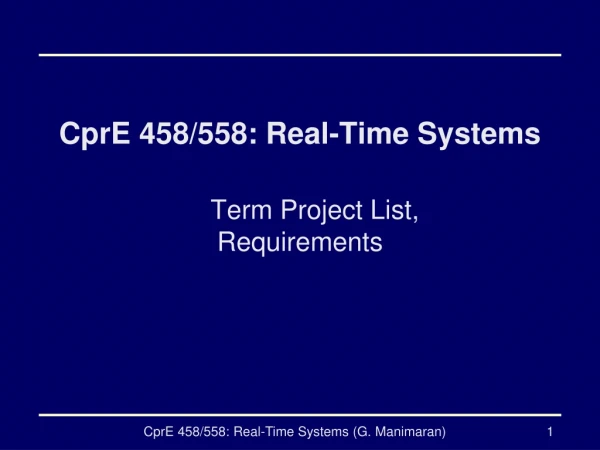 CprE 458/558: Real-Time Systems