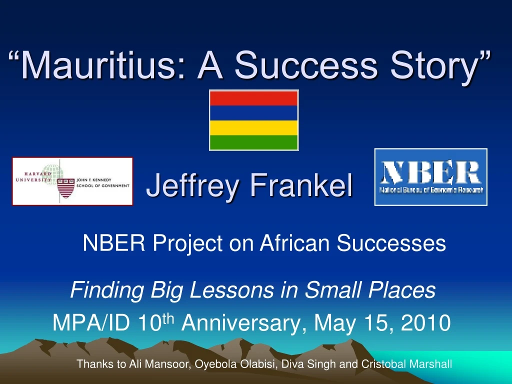 mauritius a success story jeffrey frankel