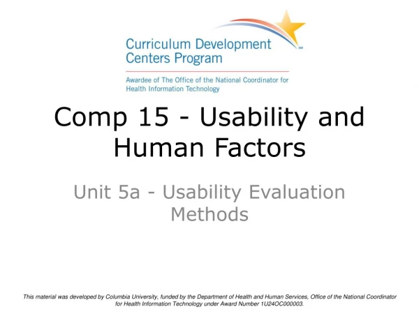 Comp 15 - Usability and Human Factors