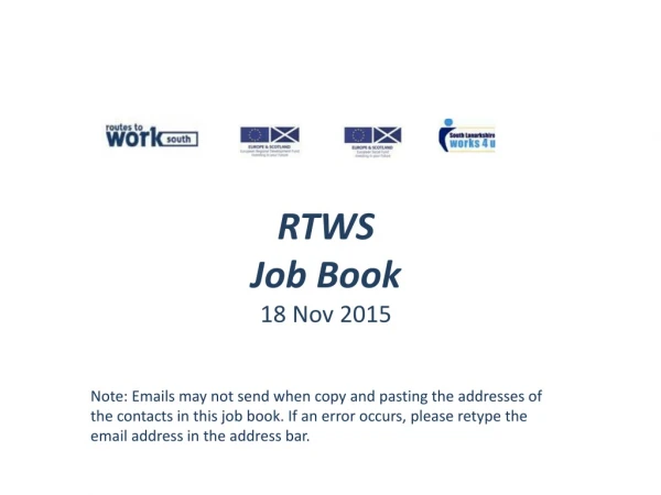 RTWS  Job Book 18 Nov 2015