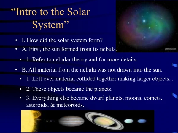 “Intro to the Solar System”