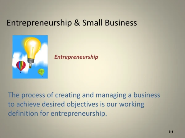 Entrepreneurship &amp; Small Business