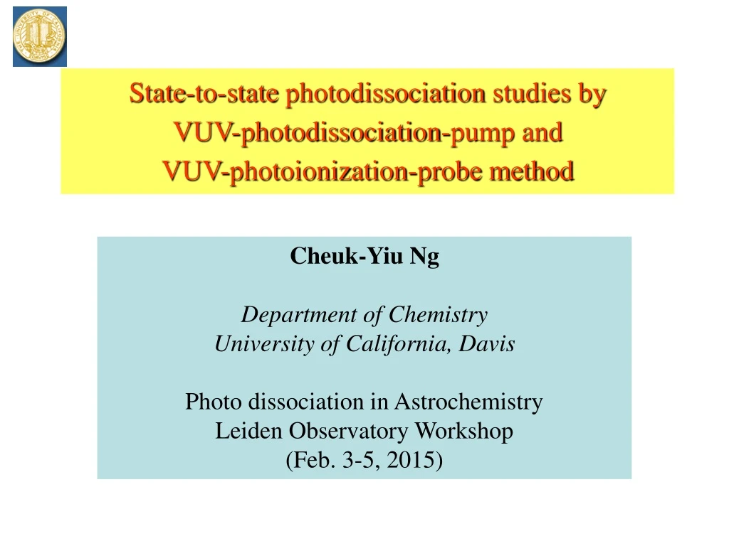 state to state photodissociation studies