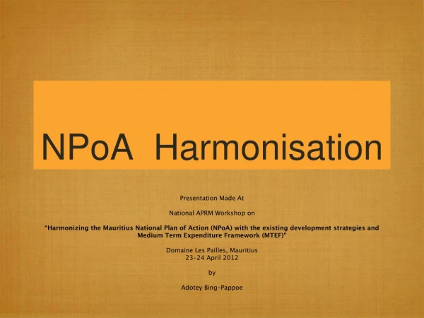 NPoA  Harmonisation