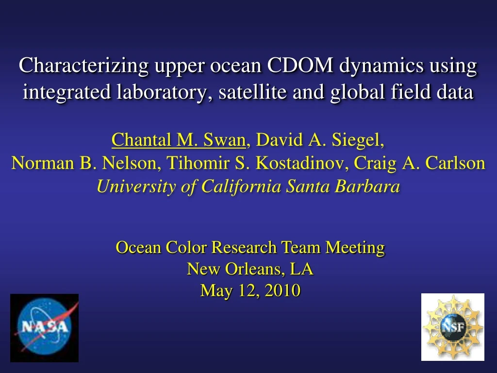 characterizing upper ocean cdom dynamics using