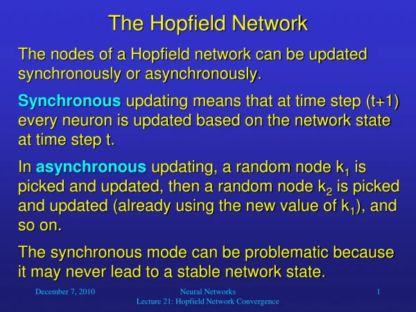 The Hopfield Network