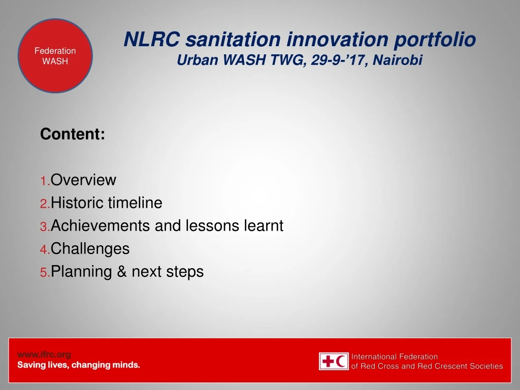 nlrc sanitation innovation portfolio urban wash twg 29 9 17 nairobi