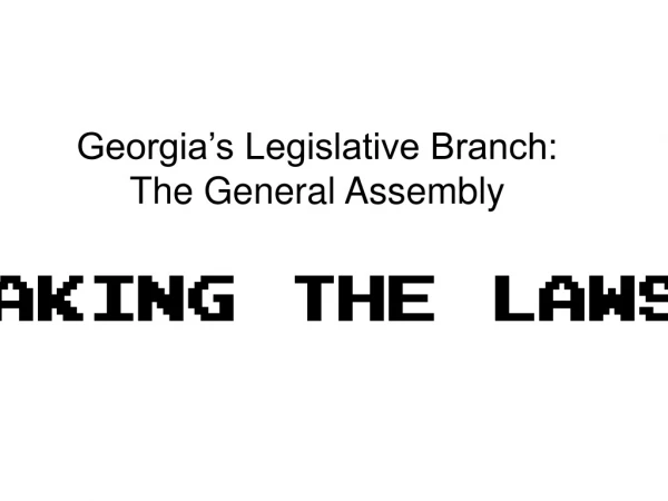 Georgia’s Legislative Branch:   The General Assembly